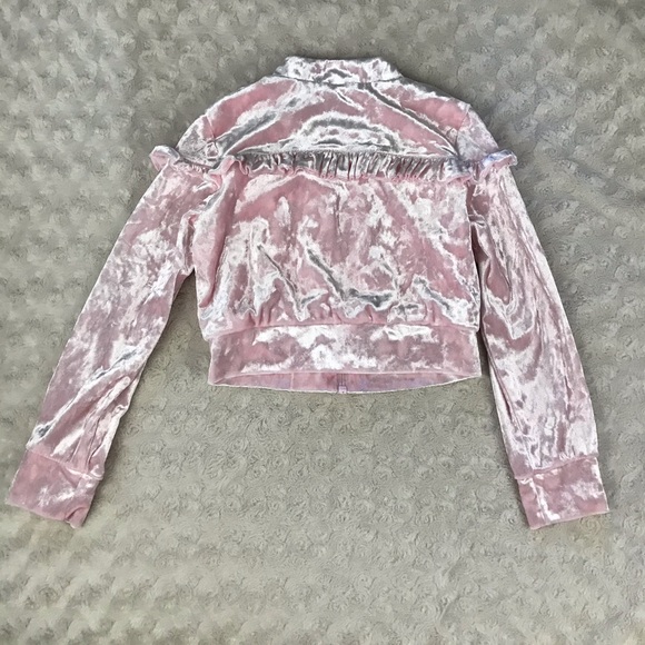 Wonder Nation Velvet Cropped Pink Jacket Ruffles - Picture 5 of 5